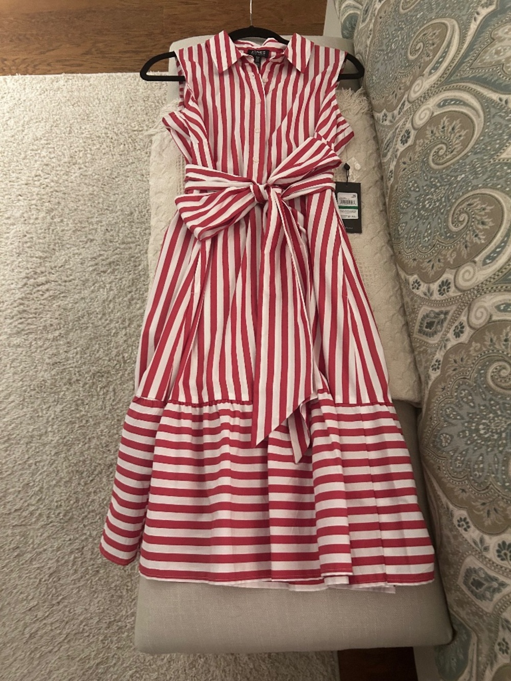 PETITE Jones of New York Red and White stripped dress perfect for July 4th